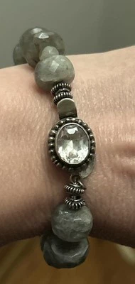 Artisan Sterling silver Faceted labradorite gemstone bracelet size small 6.5 - Image 1 of 4