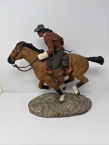 Vtg Pony Express Daniel Monfort Cowboy Horseman Six Shooter Western Sculpture. - Picture 1 of 12