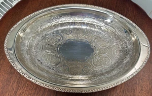 Vintage Silver Plated Oval Shallow Floral Design Serving Bowl/Platter 28cmx19cm - Picture 1 of 15
