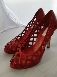 JLO by Jennifer Lopez red patent courts lace shoes heels size US 7 M . - Bild 1 von 12