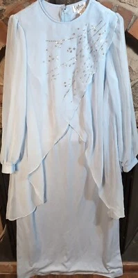 Vintage 1970s Gilberti Maxi Edwardian Blue Dress  - Изображение 1 из 4