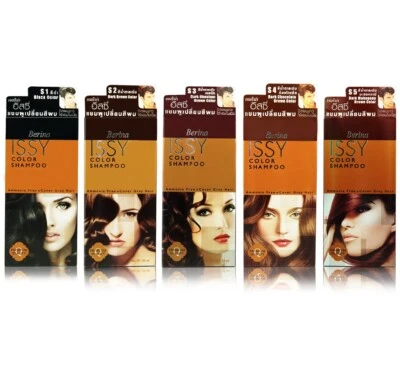 Hair Color Dye Berina ISSY Brown Black Men Dark Shampoo Cover Grey Coverage Gray - Image 1 of 4