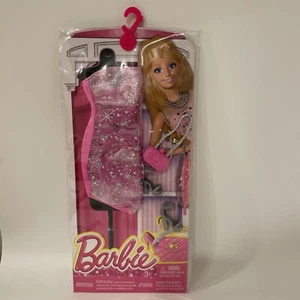 NEW Barbie Complete Look Fashion Pack 6 Glam Looks Pink Silver Gown Purse Shoes - Picture 1 of 2