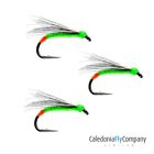 3 X Fluo Midge Spider Flies   Size 12   Barbed Trout Fly