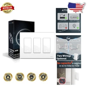 Smart 3 Gang Light Switch - Zigbee Compatible, Fast Installation, Alexa Ready - Picture 1 of 8