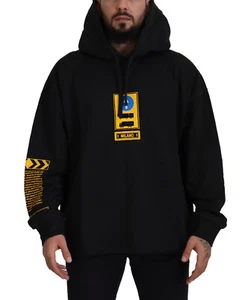 DOLCE & GABBANA Sweater Black Cotton Hooded DG Shield Pullover s. M RRP $1200 - Picture 1 of 13