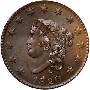 1820 N-12 R-3 ANACS MS 62 BN Matron or Coronet Head Large Cent Coin 1c