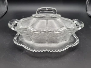 EAPG Bryce Brothers Glass Crystal Candlewick Buttered Covered Dish - Picture 1 of 9