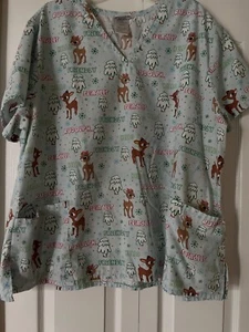 Scrub Top Womens Rudolph the Red Nosed Reindeer 3X - Picture 1 of 6