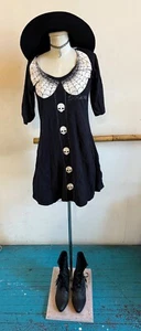 Kreepsville 666 Wednesday Addams Poison Mall Goth CobWeb Collar Skater Dress Lge - Picture 1 of 8