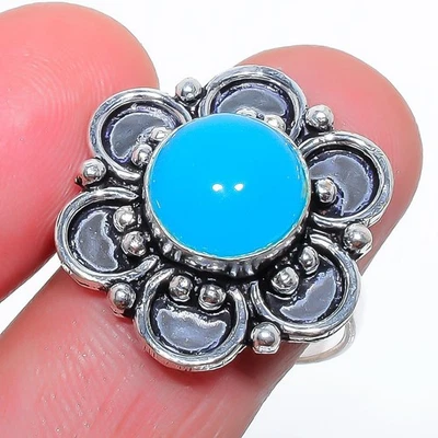 Anillo de joyería chapado en plata con piedras preciosas de ónix azul 9,5 (9707) W2434 M1525 Foto 1 de 4