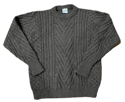 Vintage 90’s Bonner of Ireland Aran Wool Fisherman Chunky Chocolate Sweater Men  - Image 1 of 3