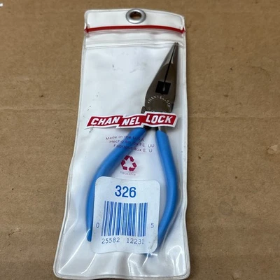Alicates de nariz larga Channellock 326 vintage con empuñaduras azules cortadoras NOS EE. UU. Foto 1 de 4