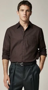 NWT J.Crew Cotton-cashmere Blend Shirt CC100 Dark Chocolate Size XL - Picture 1 of 8