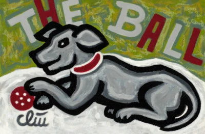 JACQUELINE DITT - The Ball A4 DRUCK n.Gemälde Hund Dog Giclee - Bild 1 von 3