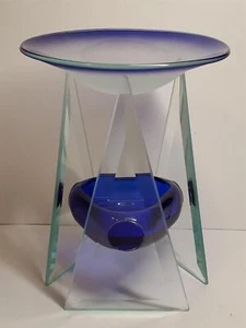 Quemador de aceite de vidrio azul y transparente - Imagen 1 de 4