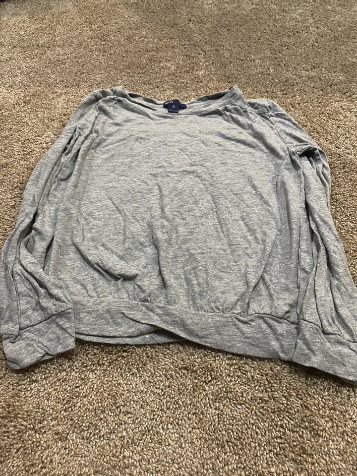 gap kids size 10 girls long sleeve gray with sparkles - Image 1 of 1