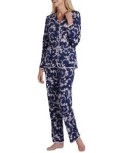 Juego de pijamas estampados Miss Elaine de 2 piezas de manga larga tejido - azul marino - pequeño - $75 - nuevo con etiquetas - Imagen 1 de 10