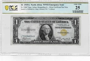 1935A $1 North Africa Silver certificate *STAR* note-fr. 2306*- PCGS VF 25 - Picture 1 of 6