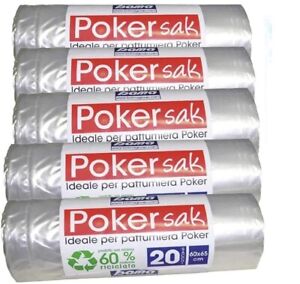 Bama Poker Sak - Sacchetti Pattumiera- 65x54 cm -5 Confezioni da 20 Sacchi