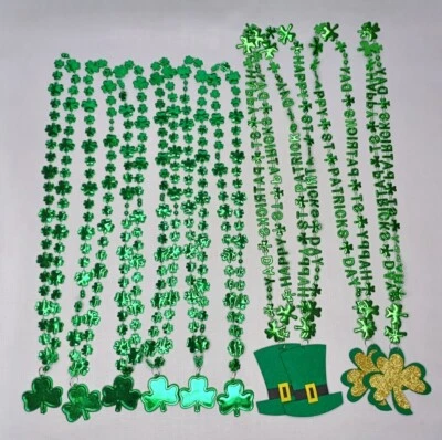 Lote de 10 Collares Cuentas Fiesta Plástico Verde Día de San Patricio Foto 1 de 4