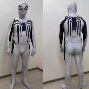 White Spider-man Anti-Venom Jumpsuit Cosplay Adult kids Suits Costume Halloween - Picture 1 of 5