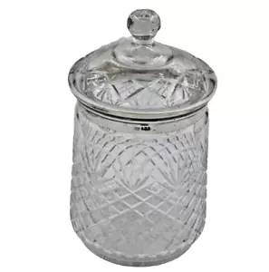 Antike massive Silber & geschliffenes Glas Keksdose Keksdose London 1905 (2140BWN) - Bild 1 von 7