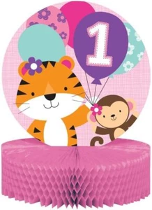 One is Fun Girl Jungle Animals Cute 1st Birthday Party Decoration Centerpiece - Picture 1 of 1
