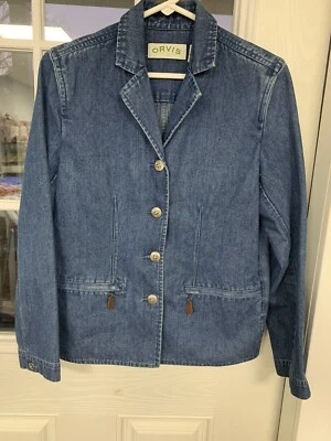 Chaqueta/ablazer vintage de mezclilla Orvis con botones para mujer talla 6 Foto 1 de 3