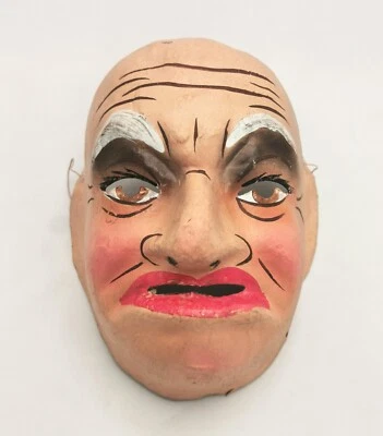 PAPER MACHE MASK ANCIEN MASQUE CARTON BOUILLI CARICATURE THEATRE CARNAVAL 1950 - Photo 1/4