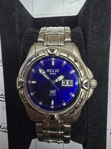Relic Wet Watch Mens Blue Dial Day Date Stainless Steel ZR11538 NIB - Picture 1 of 8