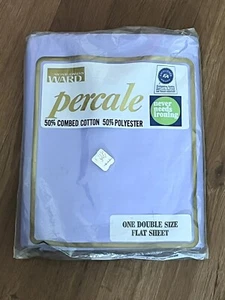 Vintage Montgomery Ward Doppelgröße flaches Blatt Perkal ohne Eisen Lavendel Lila - Bild 1 von 7
