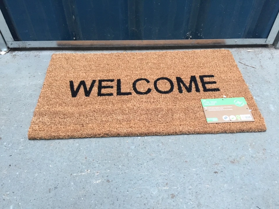 Welcome Coir Door Mat with Latex Back - 33.5cm x 60cm Welcome Front Door Mat - Image 1 of 1