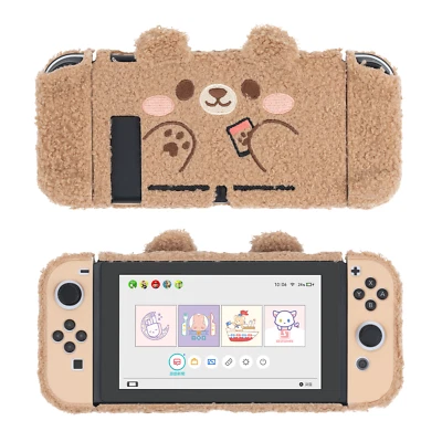 GeekShare Brown Bear Plush Nintendo Switch Protective Case Split Joy-con Cover   - Image 1 of 4