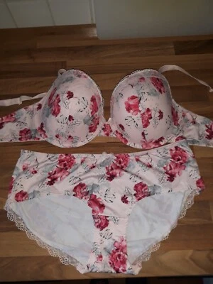 Gina BH SET 85C/44/46, ROSA, ROT,FORALES DESIGN,  SPITZE. - Bild 1 von 3