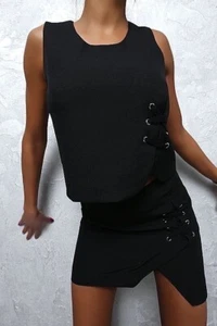 Blusa chaleco corsé de diseñador Last Girl negra L - Imagen 1 de 4