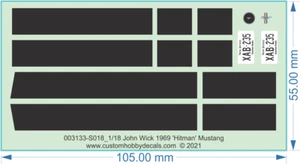 John Wick 1969 'Hitman' Mustang - 1/18 1/25 1/32 1/43 1/64 - Water Decals - Picture 1 of 2