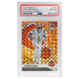 2021 Mosaic Orange Reactive Prizm Ja'Marr Jamarr Chase RC Color Match PSA 10 - Bild 1 von 2