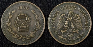 MEXICO ESTADOS UNIDOS MEXICANOS Bronze 1906 2 Centavos XF Toned KM# 419 (27 171) - Picture 1 of 3