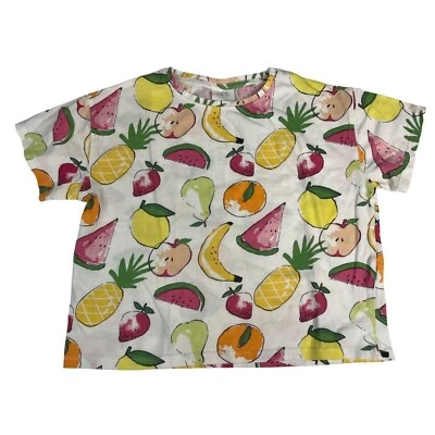 Zara Girl's T Shirt 7 White Yellow Green Pink Black Orange Fruit 100% Cotton - Image 1 of 4
