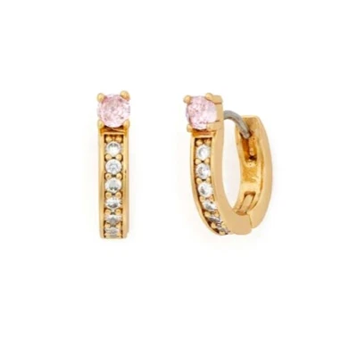 Kate Spade Precious Delights Huggies Sparkling Earrings KG412 Pink Multi NEW🎀🎁 - Image 1 of 4