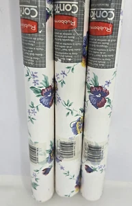 Lot of 3 Rubbermaid Contact Paper Self Adhesive *Vtg 1996 Pansy Flowers Purple - Picture 1 of 14