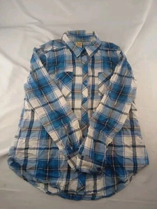 Faded glory Shirt Mens S Blue Plaid Flannel Long Sleeve Button Up Outdoor - Picture 1 of 3