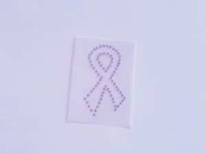 Cancer Awareness Ribbon Bling Rhinestone Press/Iron-on Appliqué Hot Fix Transfer - Picture 1 of 2