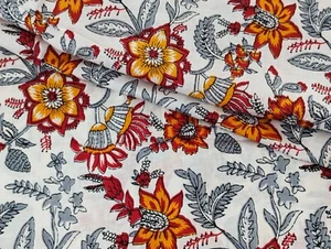 100 % Baumwolle indische Batik Ikat Handblock bedruckt Kleid Material Handwerk Stoff - Bild 1 von 7