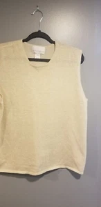 SUSAN GRAVER Size 1X Shirt Top Beige top, w/ GoldSparkles NO SLEEVES - Picture 1 of 5