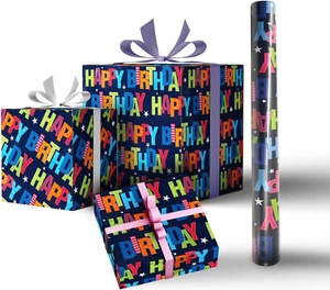 Birthday Wrapping Paper Roll, 43x300cm, Premium for Boys & Girls Gifts - Picture 1 of 12