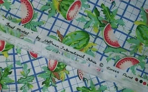 Hoffman California Int. Vintage Screen Print "Fruit Market" 2 yards Watermelon - Picture 1 of 3