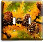 Autumn Pine Cones 2 Gang Light Switch Wall Plate Country Wooden Cabin Home Decor