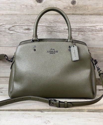 Borsa a tracolla Coach Lillie media verde oliva 91493 tracolla pelle strutturata